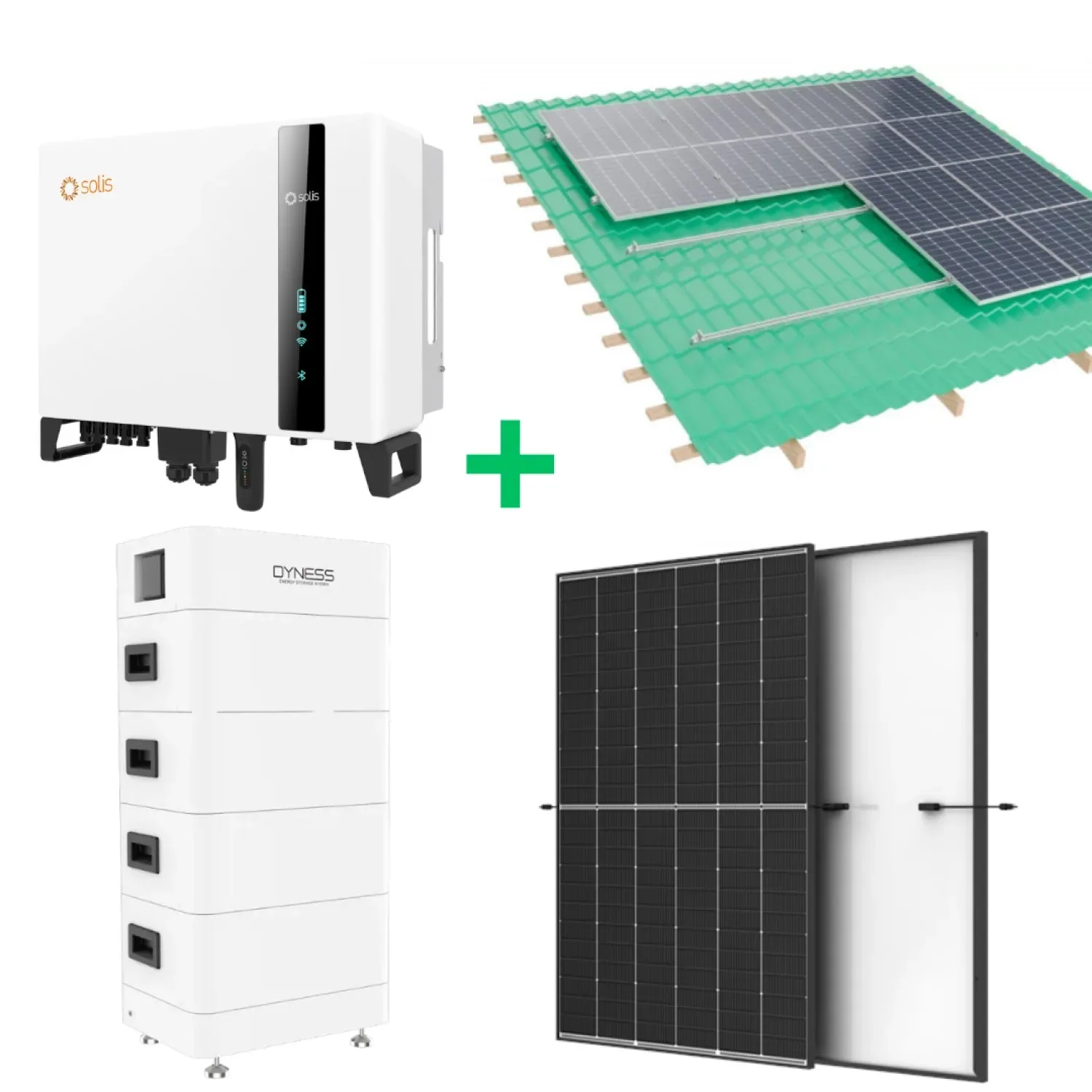 5 kW saules elektrostacija + 10 kWh enerģijas uzkrājējs, Solis, Trina un Dyness