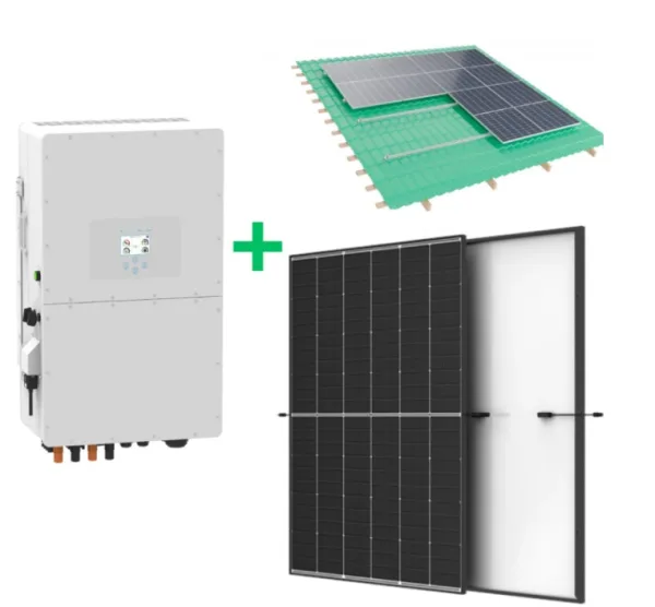 10 kW saules elektrostacijas komplekts, Deye hibrīda invertors + Trina moduļi + stiprinājuma konstrukcija