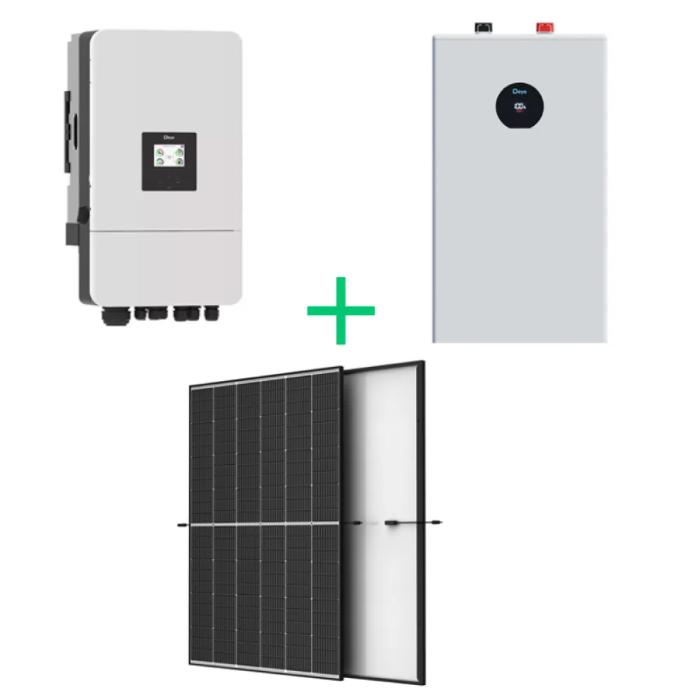 Deye zemsprieguma (LV) komplekts – 10 kW hibrīda invertors + 16 kWh enerģijas uzkrājējs + Trina moduļi