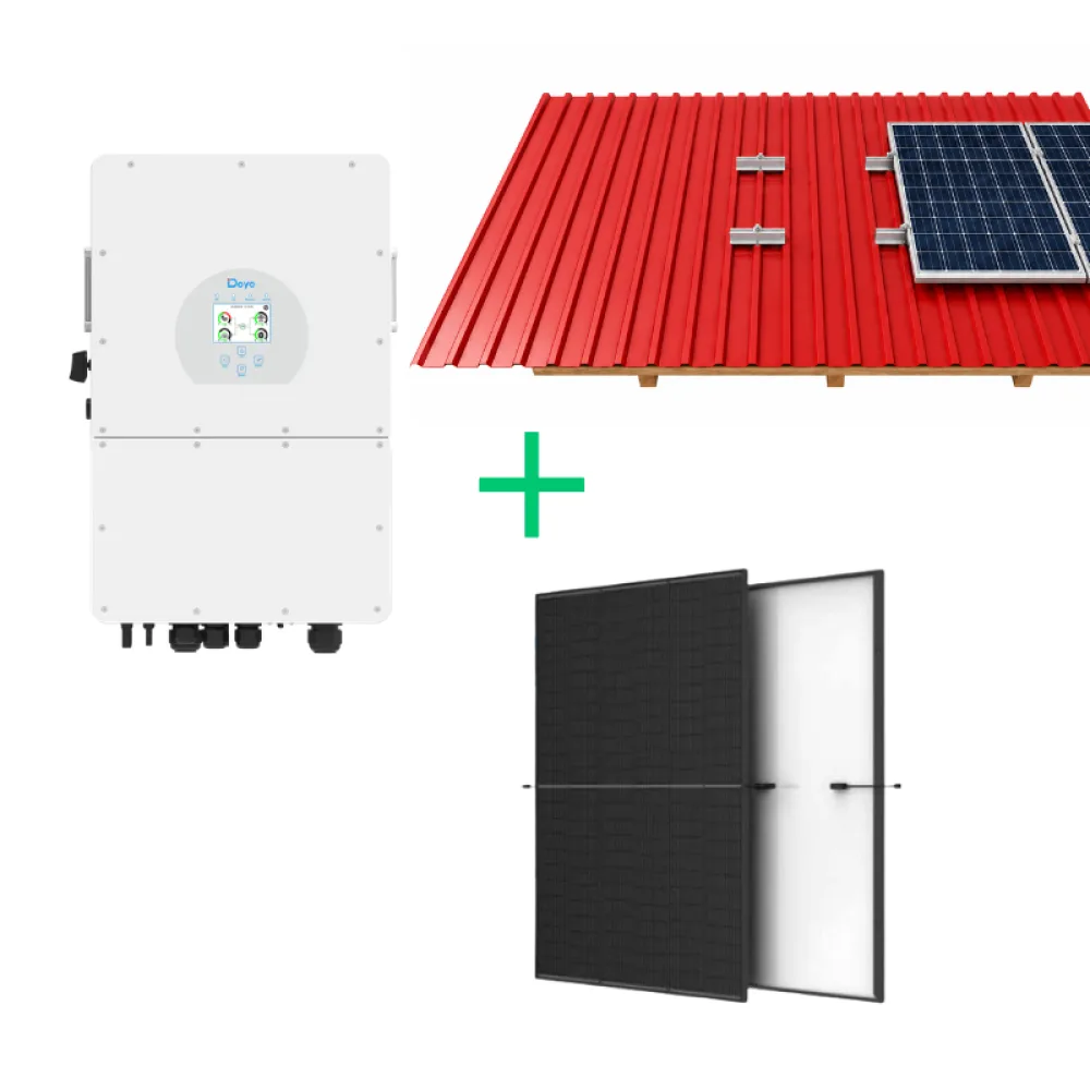 10 kW hibrīdās saules elektrostacijas komplekts, Deye + Trina + montāžas konstrukcija